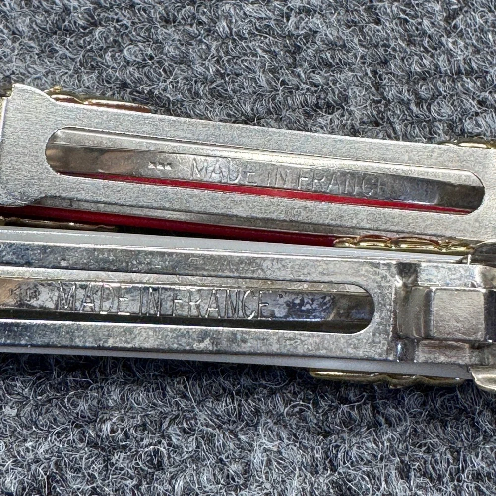 Vintage Barrette Hair Clips Women Red White Gold French Retro Parisian Coquette